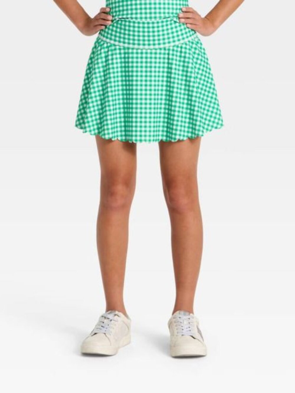 All In Motion Green Gingham Tennis Skort Girls XL 14 Athletic Skirt NWT